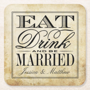 Essen, Trinken & Hochzeit im Vintage-Stil Rechteckiger Pappuntersetzer