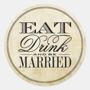 Essen, Trinken & Hochzeit im Vintage-Stil Runder Aufkleber