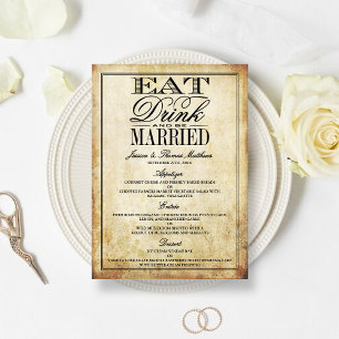 Essen, Trinken & Hochzeit - Vintage-Hochzeitsmenüs Menükarte