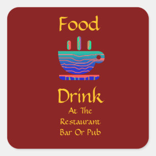 Essen Trinken Im Restaurant Bar Oder Pub Kaffee Ta Quadratischer Aufkleber