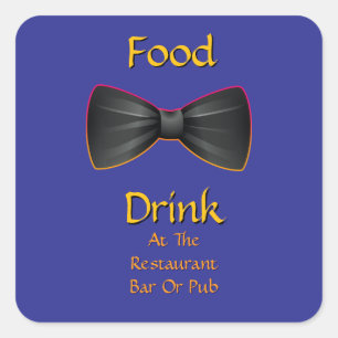 Essen Trinken In Restaurant Bar Oder Pub Fliege Quadratischer Aufkleber