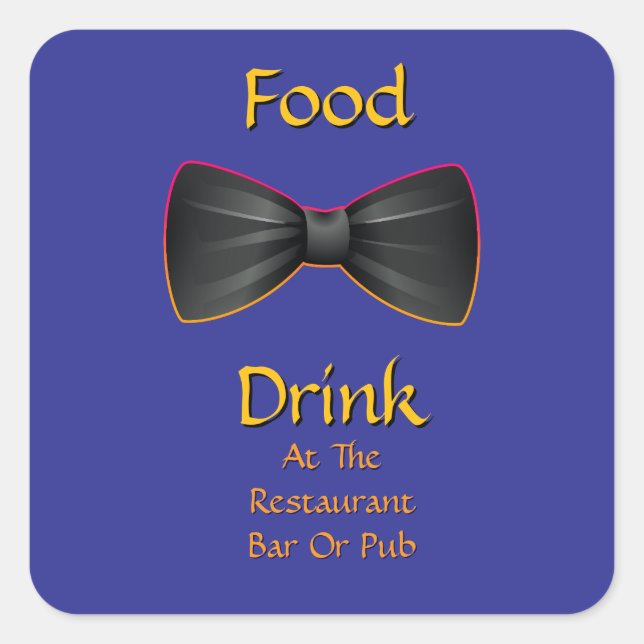 Essen Trinken In Restaurant Bar Oder Pub Fliege Quadratischer Aufkleber (Vorderseite)