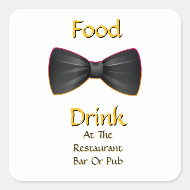 Essen Trinken In Restaurant Bar Oder Pub Fliege We Quadratischer Aufkleber (Vorderseite)