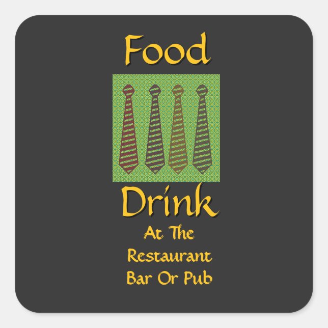 Essen Trinken In Restaurant Bar Oder Pub Hochzeit  Quadratischer Aufkleber (Vorderseite)