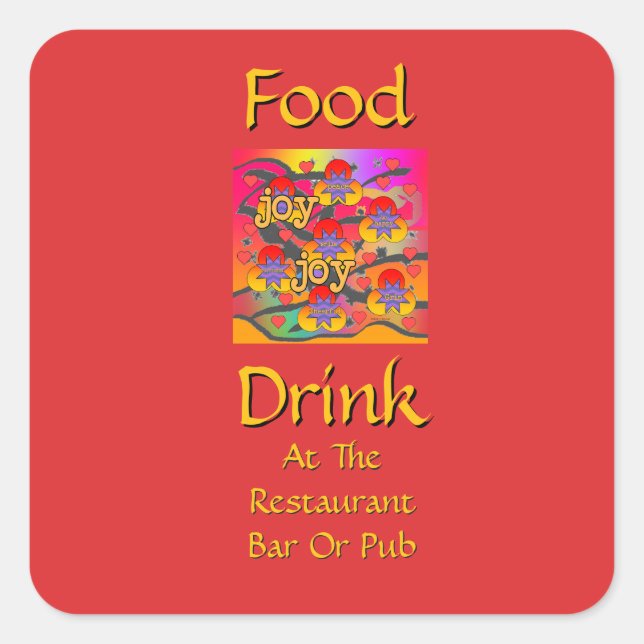 Essen Trinken In Restaurant Bar Oder Pub Rot Quadratischer Aufkleber (Vorderseite)