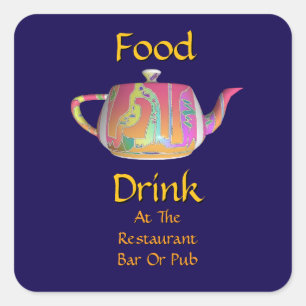 Essen Trinken In Restaurant Bar Oder Pub Teekanne Quadratischer Aufkleber