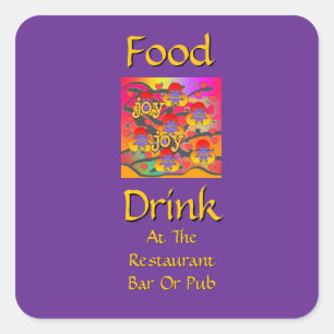 Essen Trinken In Restaurant Bar Oder Pub Violett Quadratischer Aufkleber