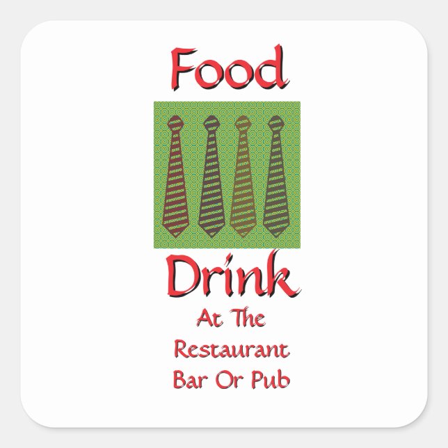 Essen Trinken In Restaurant Bar Oder Pub Weiß Quadratischer Aufkleber (Vorderseite)