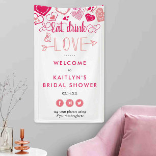 "Essen, Trinken & Liebe" Valentinstag-Brautjungges Banner