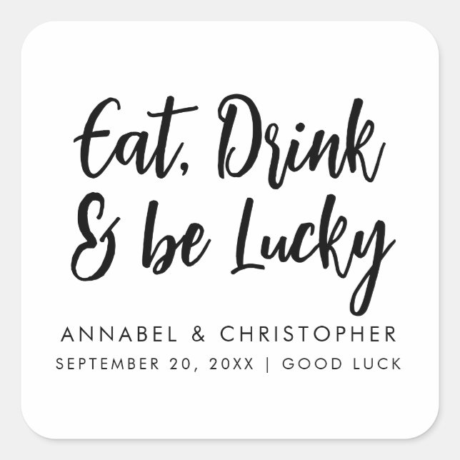 essen trinken sei glücklich Kasino-Chips LotterieT Quadratischer Aufkleber (Vorderseite)