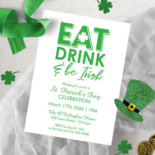 Essen, Trinken & Sei Irisch Typografie St. Patrick Einladung