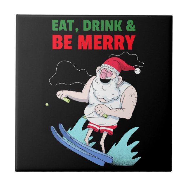 Essen, trinken & sich frohe Weihnachten. Fliese (Vorderseite)