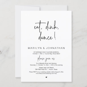 Essen, Trinken, Tanz, Hochzeitsessen Party Einladung