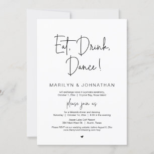 Essen, Trinken, Tanz, Hochzeitsessen Party Einladung