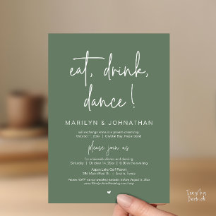 Essen, Trinken, Tanzen, Hochzeits-Durchbrenn-Dinne Einladung