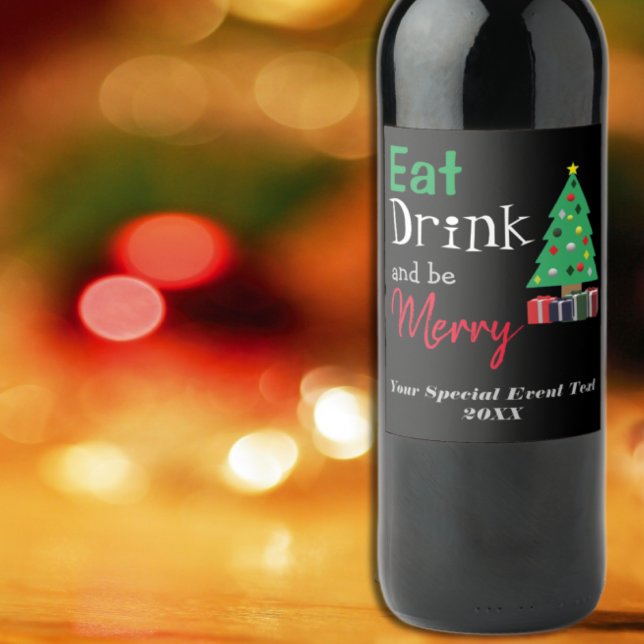 Essen, Trinken und ausgelassen Feiern Weinetikett (Von Creator hochgeladen)