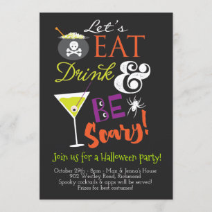 Essen, trinken und Beängstigend Halloween-Party ei Einladung