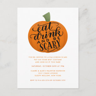 Essen, trinken und Beängstigend Halloween-Party ei Postkarte