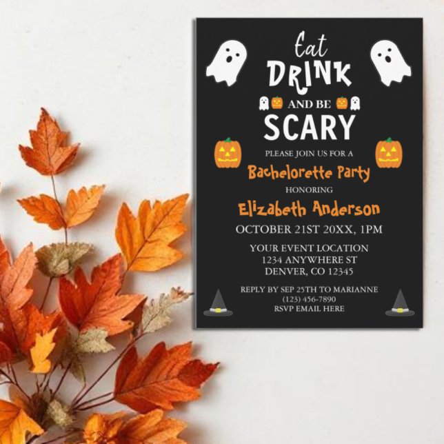 Essen, trinken und Beängstigend sein Halloween Bac Einladung (Von Creator hochgeladen)