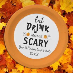 Essen, trinken und Beängstigend sein Halloween Pappteller