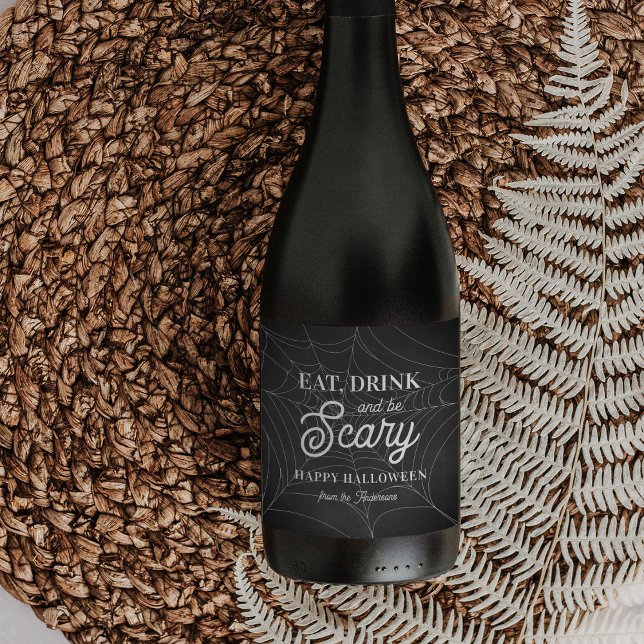 Essen, trinken und Beängstigendes Halloween-Party  Weinetikett (Von Creator hochgeladen)