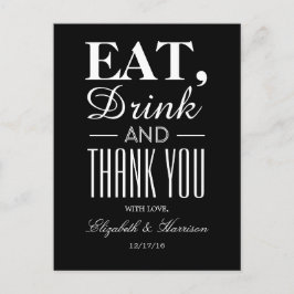 Essen, trinken und danke postkarte