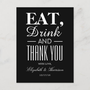 Essen, trinken und danke postkarte