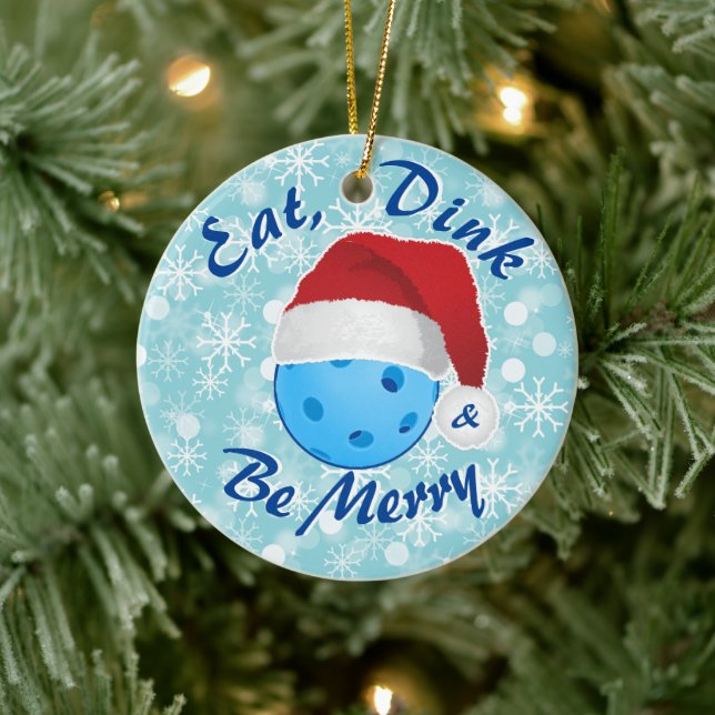 Essen, trinken und froh sein Weihnachts-Pickleball Keramik Ornament (Baum)