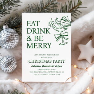 Essen Trinken und Fröhlich Sein Lustige Santa Weih Einladung