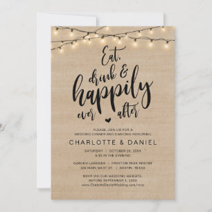 Essen, trinken und glücklich immer nach, Hochzeits Einladung