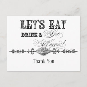 Essen, Trinken und Heiraten, Danke Notiz Postkarte