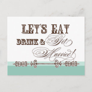 Essen, Trinken und Heiraten - Save-the-Date-Postka Ankündigungspostkarte