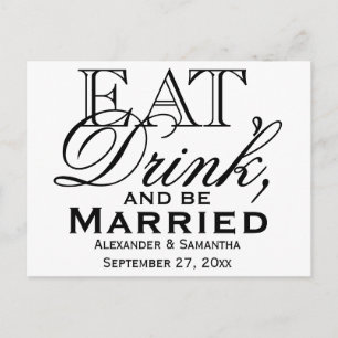 Essen, Trinken und Hochzeit Brauch Hochzeit Einladungspostkarte