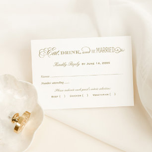 Essen Trinken und Hochzeit feiern - Goldene Hochze RSVP Karte
