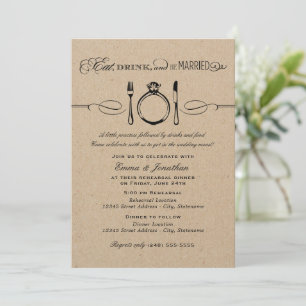 Essen Trinken und Hochzeit Kraft Probeessen Einladung