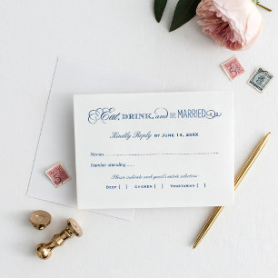 Essen Trinken und Hochzeit Navy-Hochzeitsmahlzeit RSVP Karte