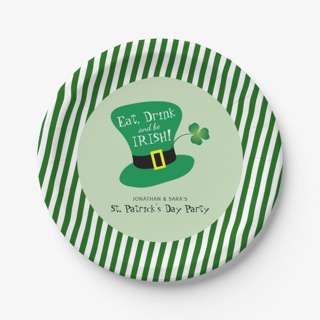 Essen, Trinken und irisch sein St. Patrick's Day P Pappteller (Vorderseite)