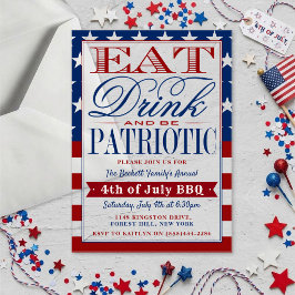 Essen, trinken und Patriotisch sein 4. Juli Party Acryleinladungen