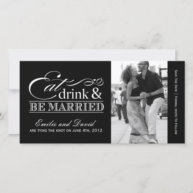 Essen, trinken und Save the Date Verheiratet sein  (Vorderseite)