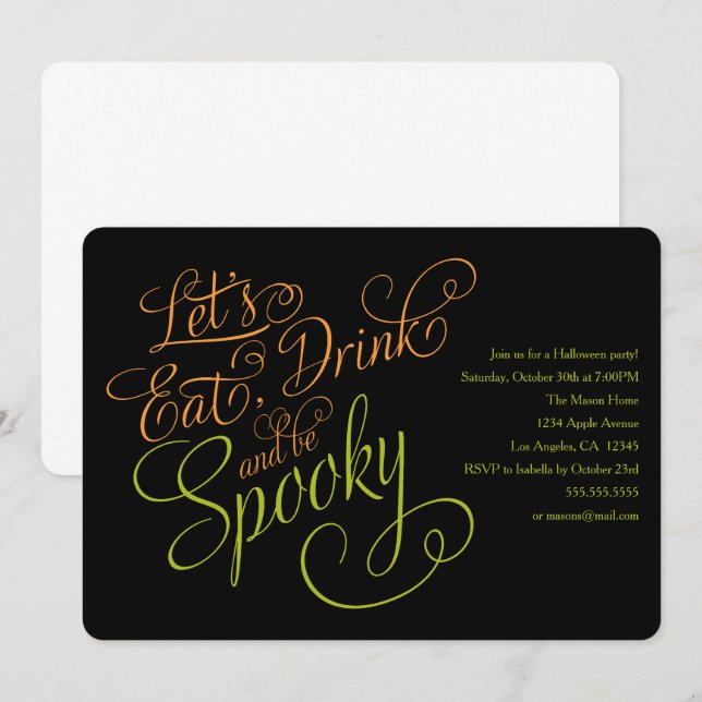 Essen, trinken und sich verwöhnen lassen | Schwarz Einladung (Vorne/Hinten)