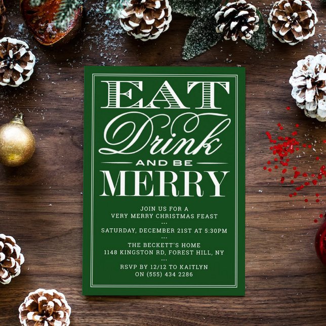 Essen, trinken und sich wohlfühlen grüne Weihnacht Einladung (Von Creator hochgeladen)