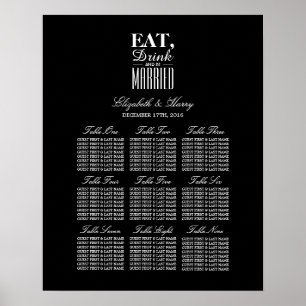 Essen, trinken und Verheiratet Hochzeitssitzkarte Poster