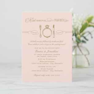 Essen Trinken und Verheiratet sein Blush Gold Prob Einladung