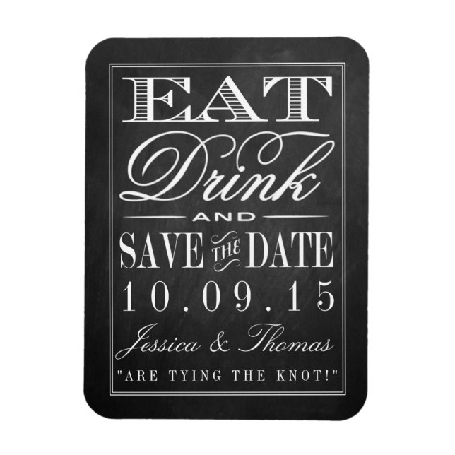 Essen, trinken und Verheiratet sein Chalkboard Hoc Magnet (Vertikal)