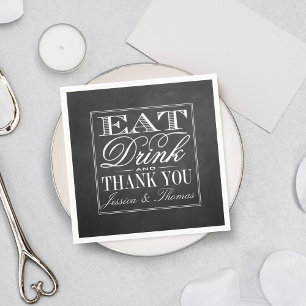 Essen, trinken und Verheiratet sein Chalkboard Hoc Serviette