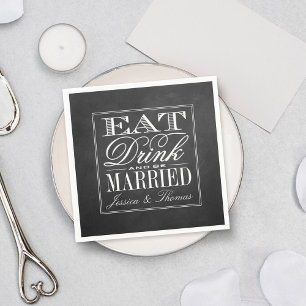 Essen, trinken und Verheiratet sein Chalkboard Hoc Serviette