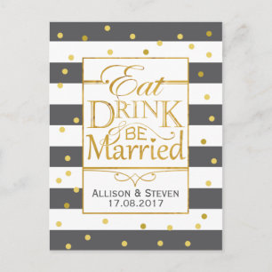 Essen, Trinken und verheiratet sein Design Einladungspostkarte