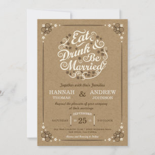 Essen Trinken und Verheiratet sein Hochzeit Kraft Einladung