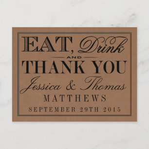 Essen, trinken und Verheiratet sein, rustikale Hoc Postkarte