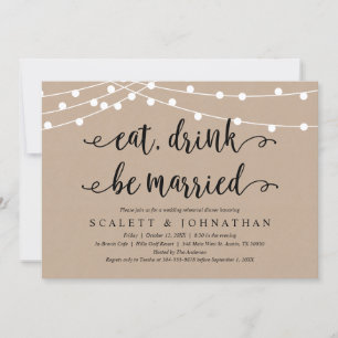 Essen, trinken und Verheiratet sein, rustikale Pro Einladung